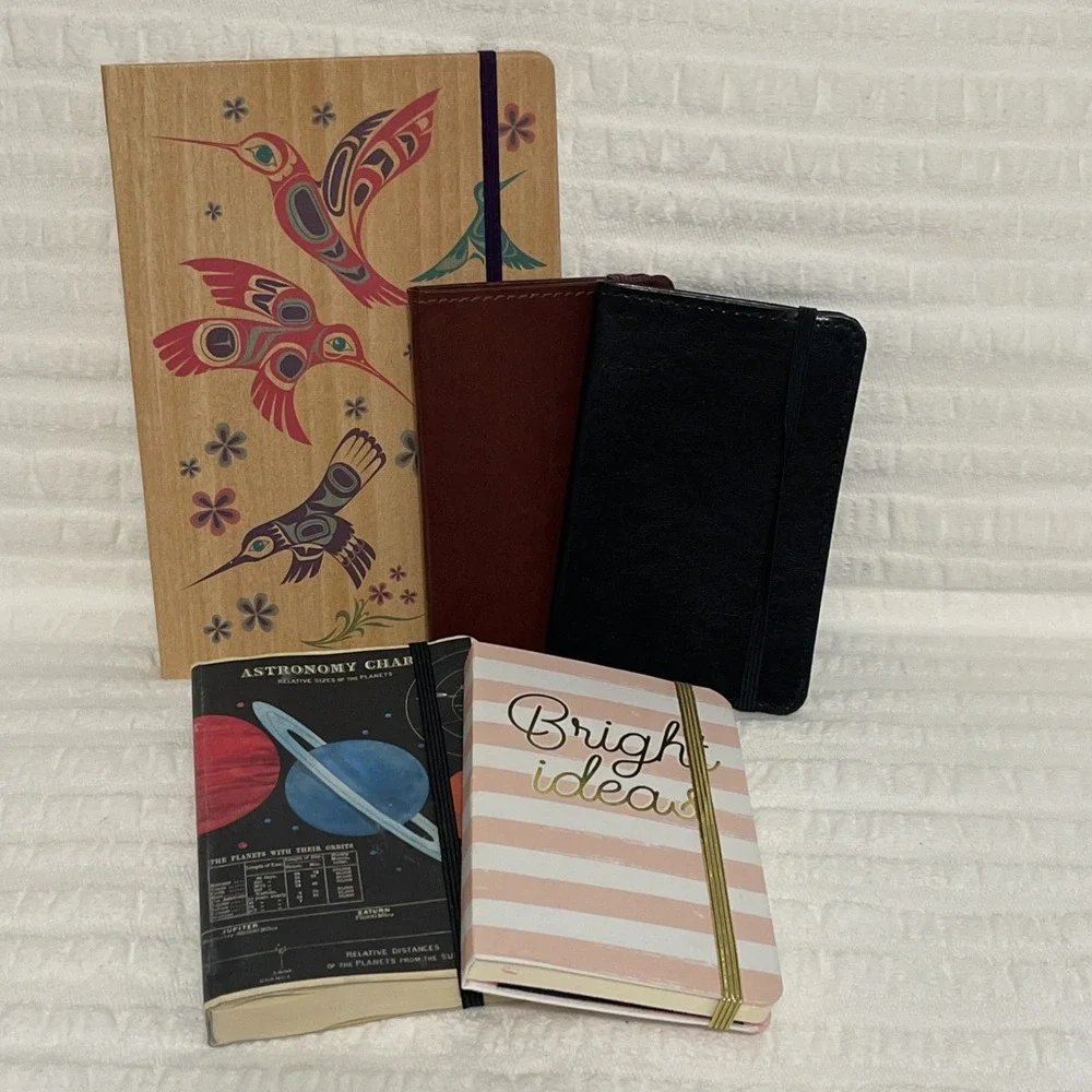 5 mini/small notebooks 3 C.R. Gibson's & 1 astronomy, 1 hummingbird journaling